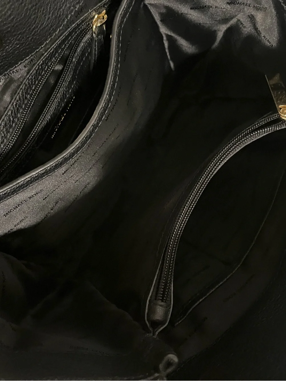 Michael Kors Black Leather Shoulder Bag with Gold Chain Straps